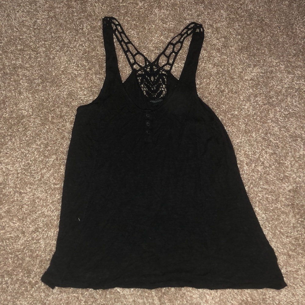Black loose tank top with lace